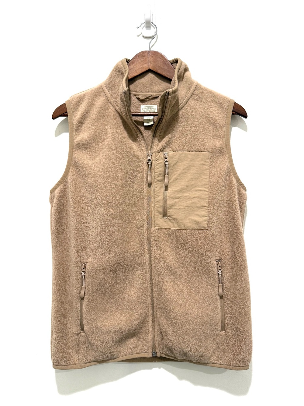 Telluride Clothing Company Men’s Beige Tan Fleece Outdoors Full Zip Vest Medium